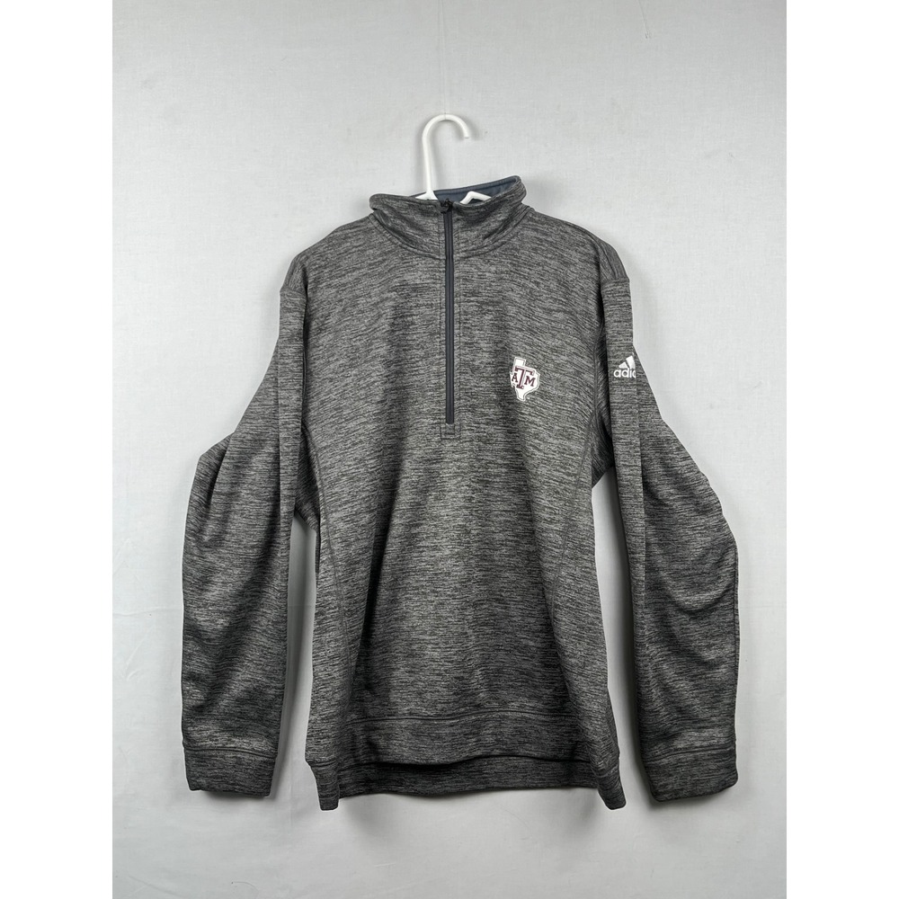 Adidas Texas A&M Pullover Mens Large Quarter Zip Climawarm AA3514 Grey Heather